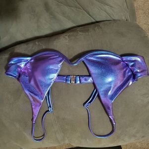 Biki top Shein blue and purple metalic size L